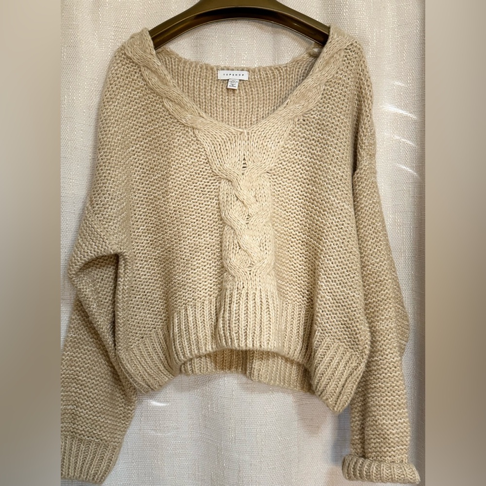 Topshop Cream Cable Knit Sweater